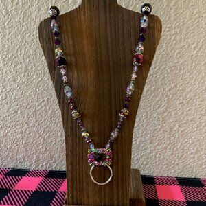 “Simply Iridescent” Handmade Beaded Lanyard ID Badge Holder